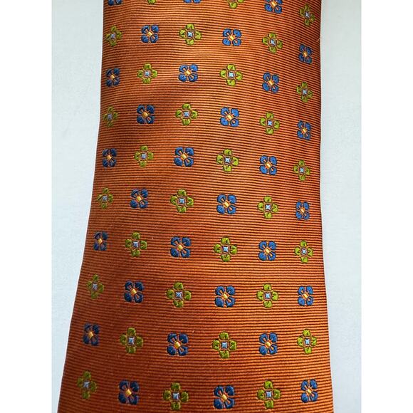 NWOT Land's End Orange Silk Floral Tie - Picture 1 of 5